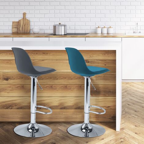  Set Di 4 Sgabelli Da Bar KARL Grigio Scuro, Blu Anatra, Bianco E Nero