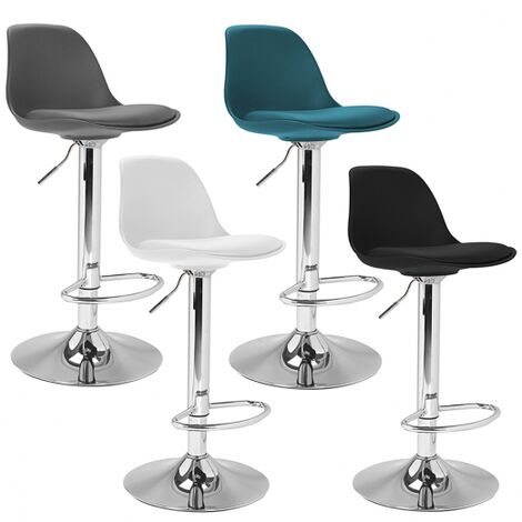  Set Di 4 Sgabelli Da Bar KARL Grigio Scuro, Blu Anatra, Bianco E Nero