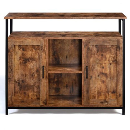  Credenza A 2 Ante Con Ripiani Effetto Invecchiato, Design Industriale DAYTON