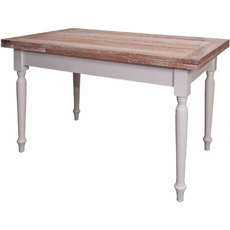  Dmora Tavolo Classico Allungabile Per Cucina, Scrittoio Vintage In Legno, Consolle Con Allunghe, Made In Italy, Cm 80x140/220h80, Colore Bianco E Noce