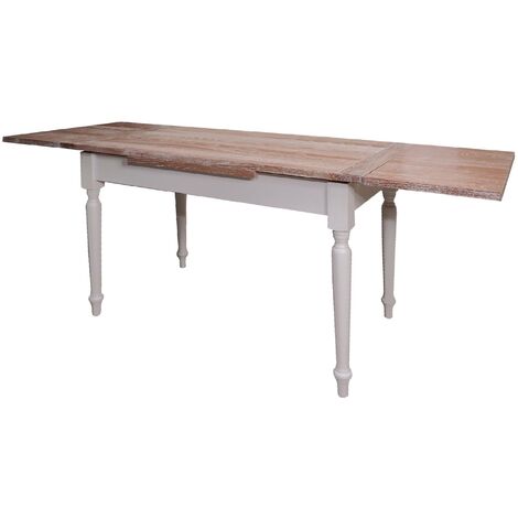  Dmora Tavolo Classico Allungabile Per Cucina, Scrittoio Vintage In Legno, Consolle Con Allunghe, Made In Italy, Cm 80x140/220h80, Colore Bianco E Noce