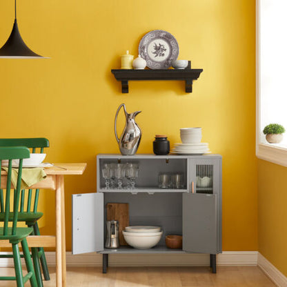  Mobile Da Cucina Mobile Per Microonde Credenza Con Ante Cassettiera Mobile Da Ingresso Mobiletto Buffet Grigio Chiaro 80x35x75cm FSB82-HG SoBuy