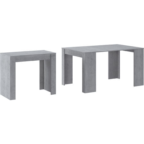  Skraut Home - Consolle Tavolo Allungabile Fino A 140 Cm, Colore CEMENTO, Dimensioni Chiuso: 90x50x78 Cm.