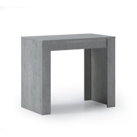  Skraut Home - Consolle Tavolo Allungabile Fino A 140 Cm, Colore CEMENTO, Dimensioni Chiuso: 90x50x78 Cm.