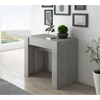  Skraut Home - Consolle Tavolo Allungabile Fino A 140 Cm, Colore CEMENTO, Dimensioni Chiuso: 90x50x78 Cm.