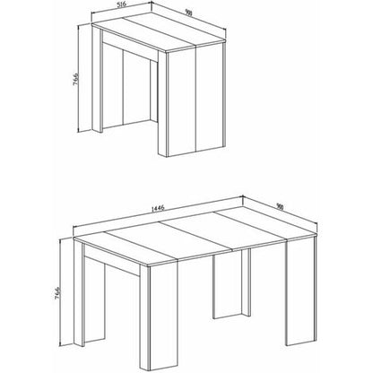  Skraut Home - Consolle Tavolo Allungabile Fino A 140 Cm, Colore CEMENTO, Dimensioni Chiuso: 90x50x78 Cm.
