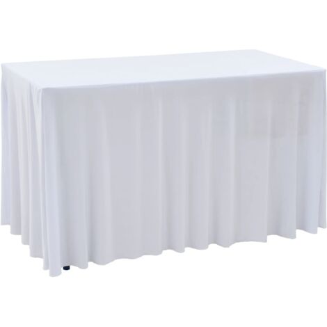VIDAXL Copertura Elastica Per Tavolo Con Gonna 2pz 120x6,5x74cm Bianco