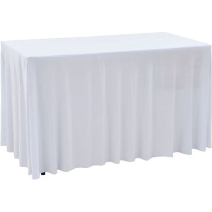 VIDAXL Copertura Elastica Per Tavolo Con Gonna 2pz 120x6,5x74cm Bianco