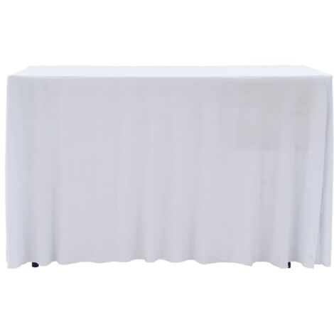 VIDAXL Copertura Elastica Per Tavolo Con Gonna 2pz 120x6,5x74cm Bianco