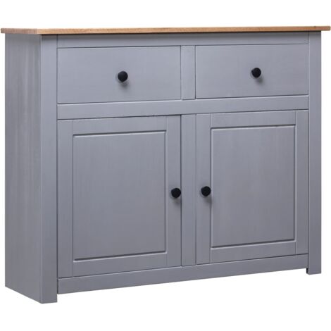  Credenza Buffet - Mobile Da Cucina Grigia 93x40x80 Cm In Legno Massello Di Pino Panama BV522377 - BonneVie