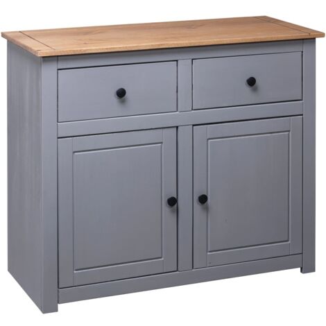  Credenza Buffet - Mobile Da Cucina Grigia 93x40x80 Cm In Legno Massello Di Pino Panama BV522377 - BonneVie