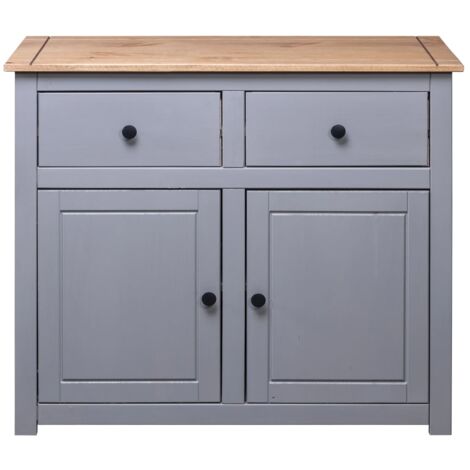  Credenza Buffet - Mobile Da Cucina Grigia 93x40x80 Cm In Legno Massello Di Pino Panama BV522377 - BonneVie