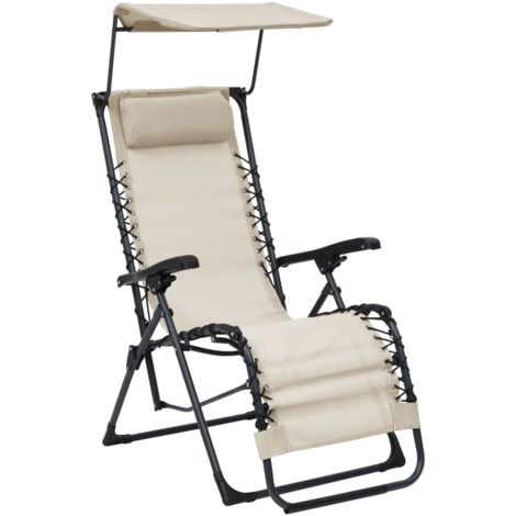  Sdraio Pieghevole Sedie Da Giardino - Crema In Textilene BV695869 - BonneVie