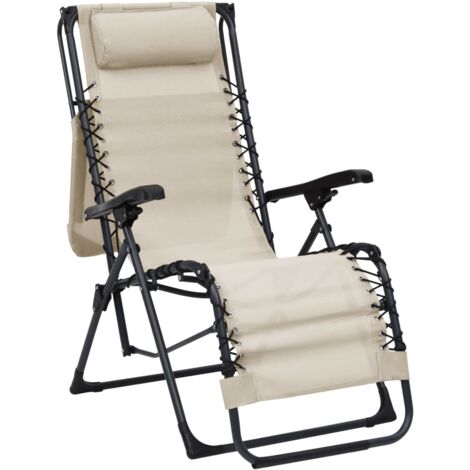  Sdraio Pieghevole Sedie Da Giardino - Crema In Textilene BV695869 - BonneVie