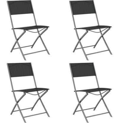  Set Di 4 Sedia Da Giardino Pieghevoli Sedie Da Esterno - Poltrone Da Giardino In Acciaio E Textilene Nero BV281315 - BonneVie