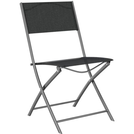  Set Di 4 Sedia Da Giardino Pieghevoli Sedie Da Esterno - Poltrone Da Giardino In Acciaio E Textilene Nero BV281315 - BonneVie