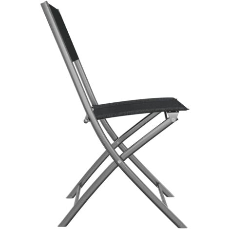  Set Di 4 Sedia Da Giardino Pieghevoli Sedie Da Esterno - Poltrone Da Giardino In Acciaio E Textilene Nero BV281315 - BonneVie
