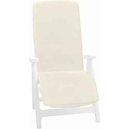  Cuscino Giardino Sedia Copripoltrona Materassino Pieghevole Morbido Écru 100% Made In Italy