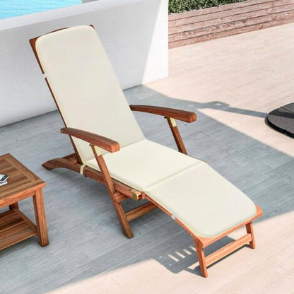  Cuscino Giardino Sedia Copripoltrona Materassino Pieghevole Morbido Écru 100% Made In Italy