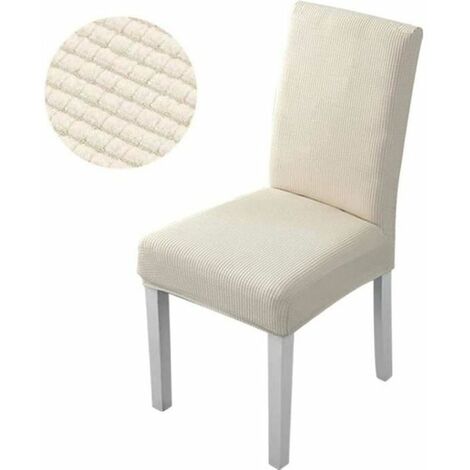 None Fodera Per Sedia Jacquard Beige In 2 Pezzi