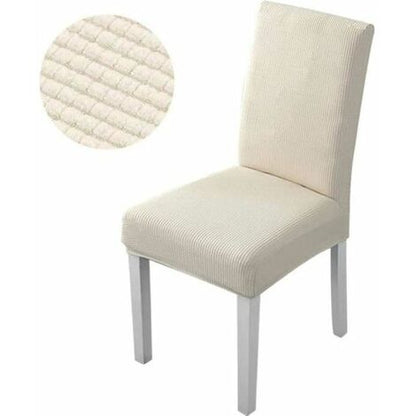 None Fodera Per Sedia Jacquard Beige In 2 Pezzi