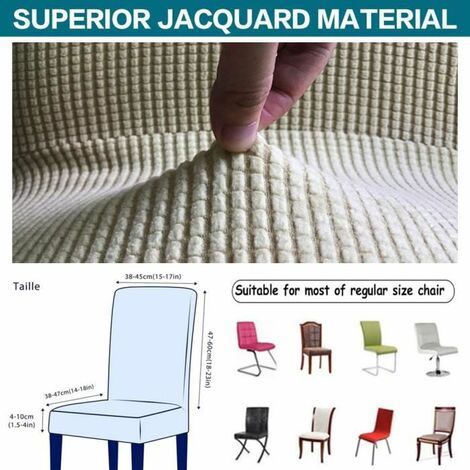 None Fodera Per Sedia Jacquard Beige In 2 Pezzi