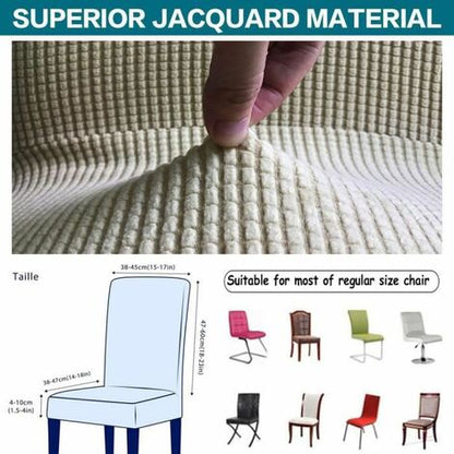 None Fodera Per Sedia Jacquard Beige In 2 Pezzi
