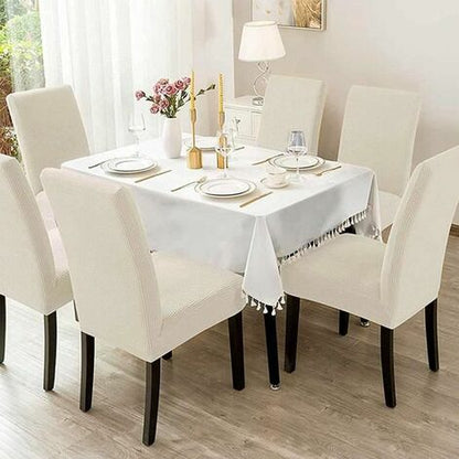 None Fodera Per Sedia Jacquard Beige In 2 Pezzi