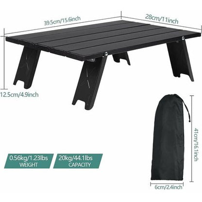  Tavolo Pieghevole Da Campeggio, Mini Tavolo Pieghevole Portatile Leggero In Alluminio Con Borsa Per Il Trasporto, Comodo Tavolino Arrotolabile Per Barbecue, Picnic, Viaggi In Spiaggia (nero)