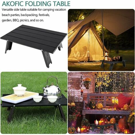  Tavolo Pieghevole Da Campeggio, Mini Tavolo Pieghevole Portatile Leggero In Alluminio Con Borsa Per Il Trasporto, Comodo Tavolino Arrotolabile Per Barbecue, Picnic, Viaggi In Spiaggia (nero)