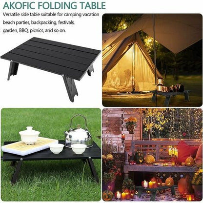  Tavolo Pieghevole Da Campeggio, Mini Tavolo Pieghevole Portatile Leggero In Alluminio Con Borsa Per Il Trasporto, Comodo Tavolino Arrotolabile Per Barbecue, Picnic, Viaggi In Spiaggia (nero)