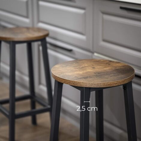  VASAGLE Set Di 2 Sgabelli Alti, Sgabelli Da Bar, Sgabelli Cucina, Telaio In Acciaio Resistente, Altezza 65 Cm, Assemblaggio Facile, Stile Industriale, Marrone Vintage E Nero Da SONGMICS