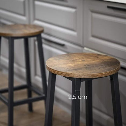  VASAGLE Set Di 2 Sgabelli Alti, Sgabelli Da Bar, Sgabelli Cucina, Telaio In Acciaio Resistente, Altezza 65 Cm, Assemblaggio Facile, Stile Industriale, Marrone Vintage E Nero Da SONGMICS