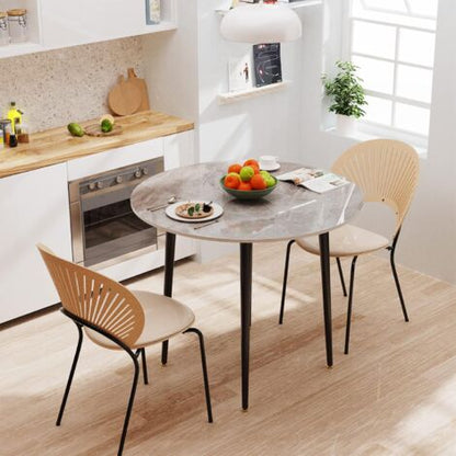  80cm Tavolo Da Pranzo In Marmo Rotondo Tavolo Cucina Elegante Per Sala Soggiorno Bar Giardino Salotto Stile Nordico, Grigio