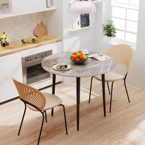  80cm Tavolo Da Pranzo In Marmo Rotondo Tavolo Cucina Elegante Per Sala Soggiorno Bar Giardino Salotto Stile Nordico, Grigio
