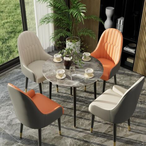  80cm Tavolo Da Pranzo In Marmo Rotondo Tavolo Cucina Elegante Per Sala Soggiorno Bar Giardino Salotto Stile Nordico, Grigio