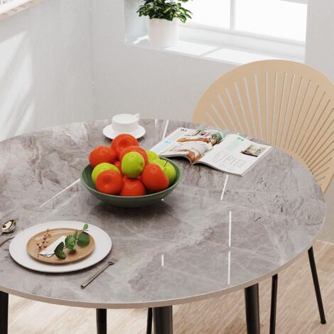  80cm Tavolo Da Pranzo In Marmo Rotondo Tavolo Cucina Elegante Per Sala Soggiorno Bar Giardino Salotto Stile Nordico, Grigio