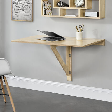 Nova Tavolino Da Muro Pieghevole Salvaspazio 100 X 60 X 58 Cm Effetto Legno Di Faggio