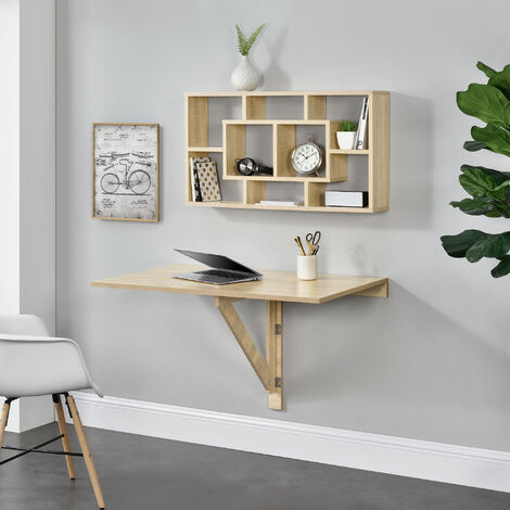 Nova Tavolino Da Muro Pieghevole Salvaspazio 100 X 60 X 58 Cm Effetto Legno Di Faggio