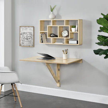 Nova Tavolino Da Muro Pieghevole Salvaspazio 100 X 60 X 58 Cm Effetto Legno Di Faggio