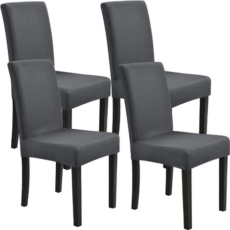 Nova Set Da 4 Fodere Per Sedie Copertura Elasticizzata Disponibili Varie Tonalità Dimensioni : Grigio Scuro