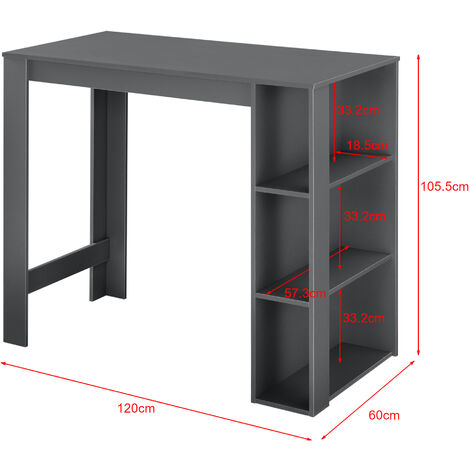 Nova Tavolo Alto 120x60x105cm Penisola Cucina Con 3 Ripiani Stile Moderno Vari Colori Dimensioni : Grigio Scuro