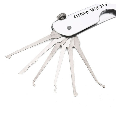  Set Di Grimaldelli 7 In 1 Set Di Grimaldelli Pieghevoli In Acciaio Inossidabile Con Chiave, Kit Di Allenamento Compatto Per Principianti, Professionisti