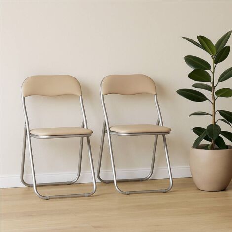  Dmora Set Di Due Sedie Pieghevoli, Colore Beige, Misure 43 X 47 X 78 Cm