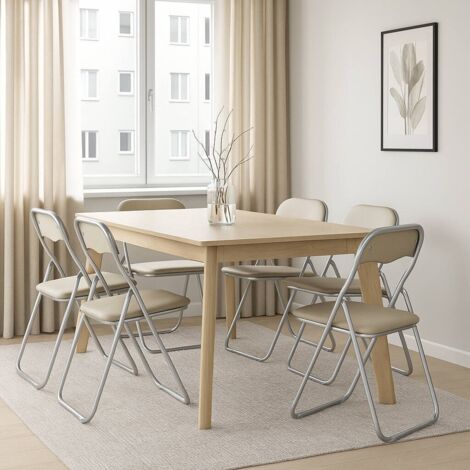  Dmora Set Di Sei Sedie Pieghevoli, Colore Sabbia, Misure 43 X 47 X 78 Cm