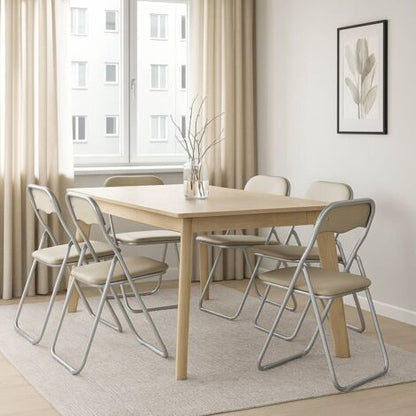  Dmora Set Di Sei Sedie Pieghevoli, Colore Sabbia, Misure 43 X 47 X 78 Cm