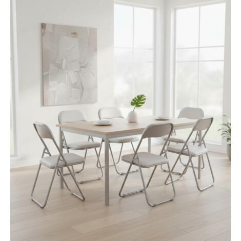  Dmora Set Di Sei Sedie Pieghevoli, Colore Bianco, Misure 43 X 47 X 78 Cm