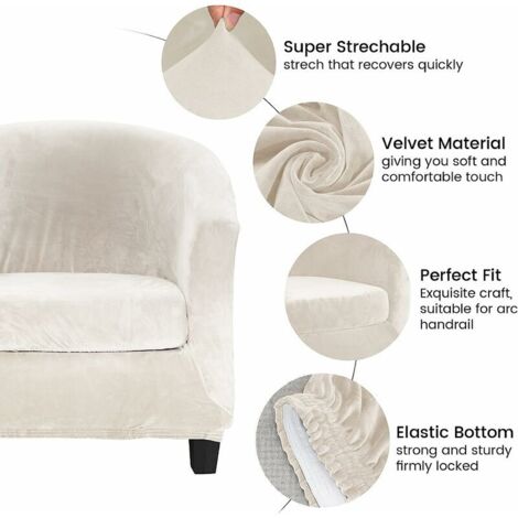  Velvet Club Fodera Per Poltrona Set Di Due Pezzi Fodera Elastica Per Poltrona Soggiorno Poltrona Fodera Per Poltrona Poltrona Per Poltrona Con Fodera Per Cuscino (Beige)