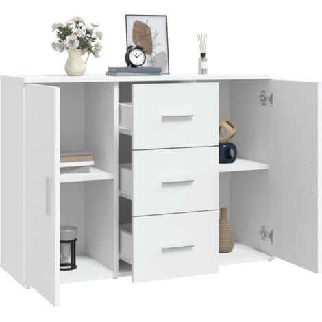  Credenza Bianca 91x29,5x65 Cm In Legno Multistrato VidaXL