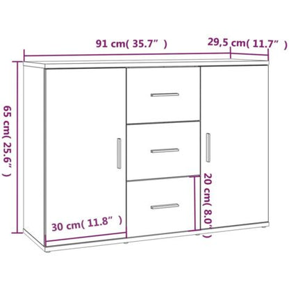  Credenza Bianca 91x29,5x65 Cm In Legno Multistrato VidaXL